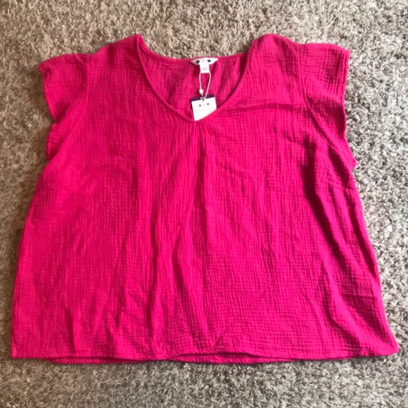 three dots fuchsia double gauze top size XXL - Picture 1 of 6